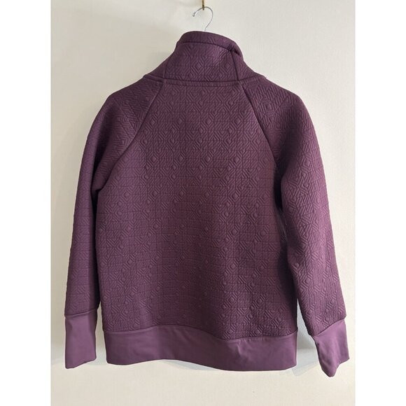 Athleta Jacquard Elevation Geometric purple Quilted Pullover Sweater Womens sz M - Picture 8 of 13